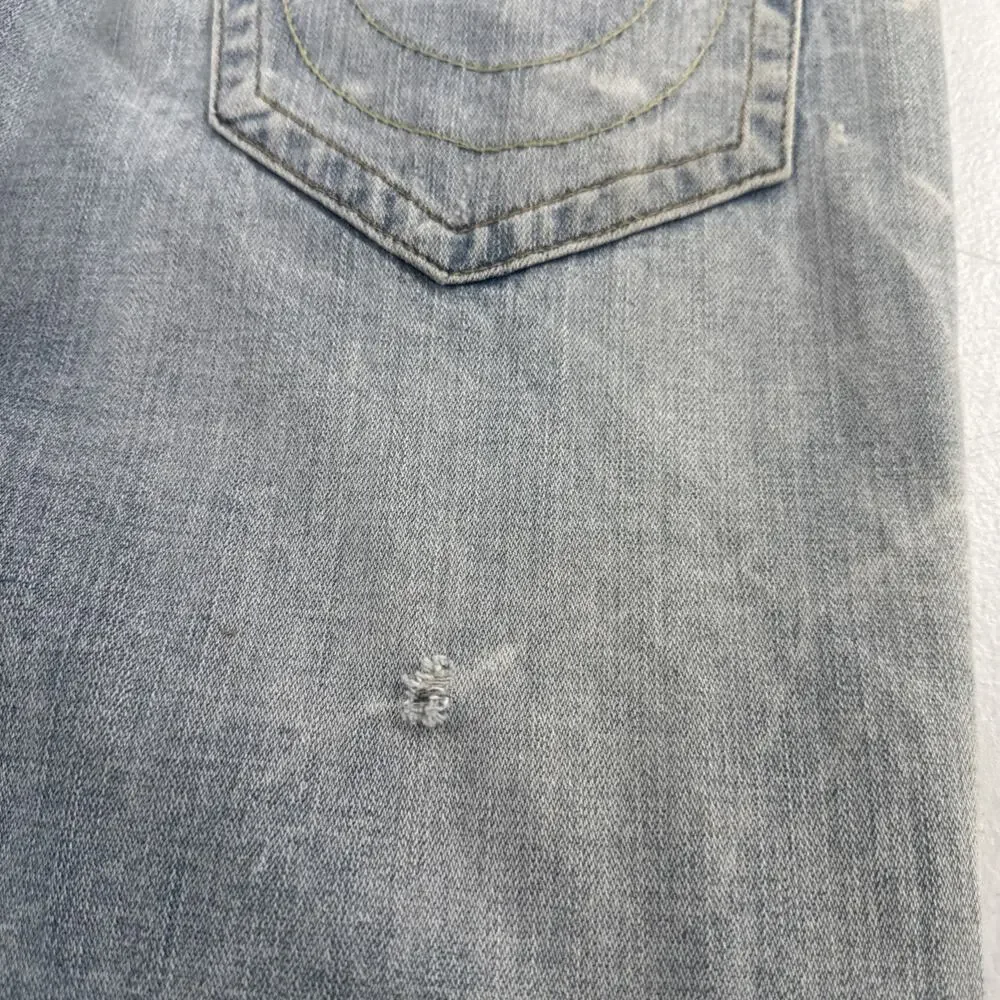 True Religion Slim Drop Mens Jeans Gray Wash Relaxed Denim Size 36